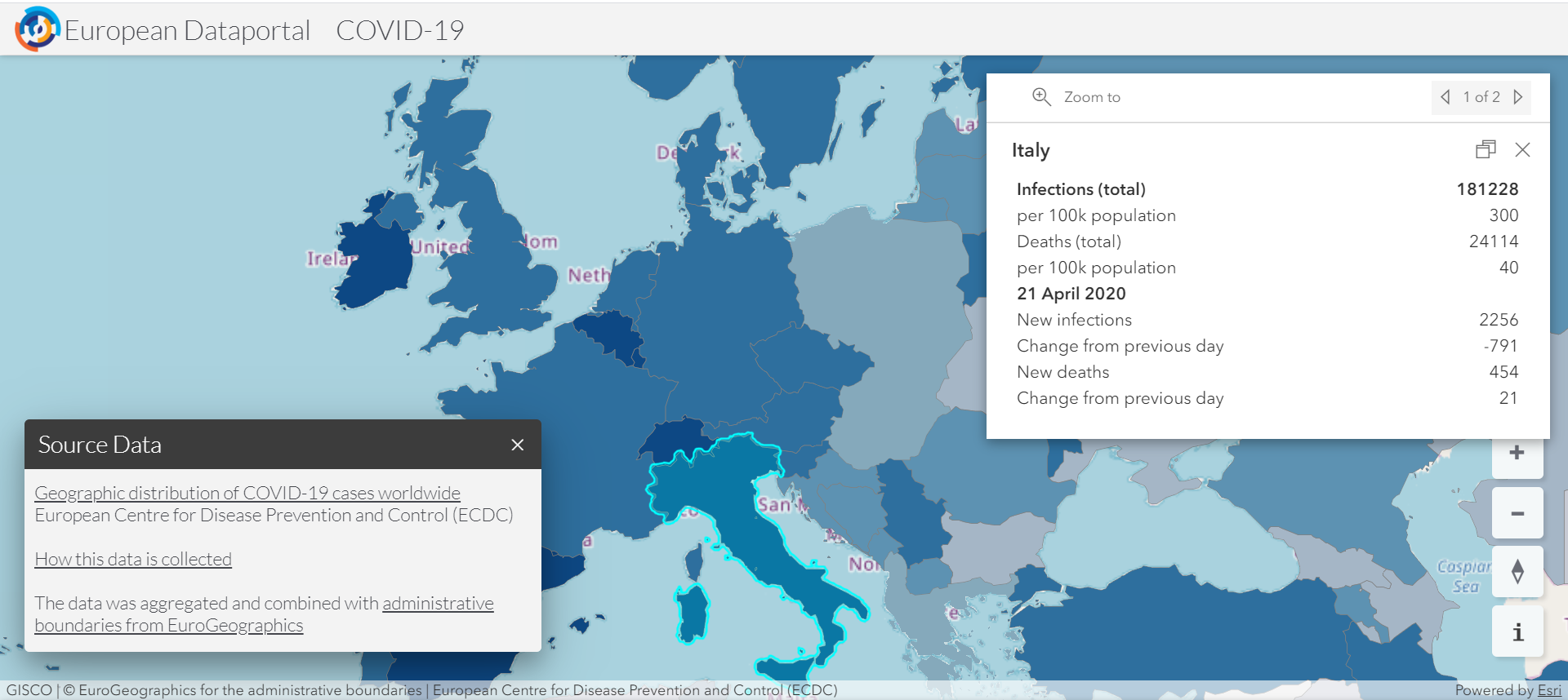EU COVID-19 map